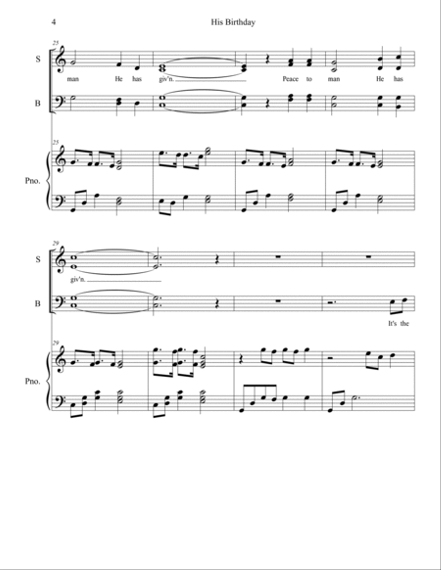 His Birthday His Birthday 4-Part scores gallery preview page 4