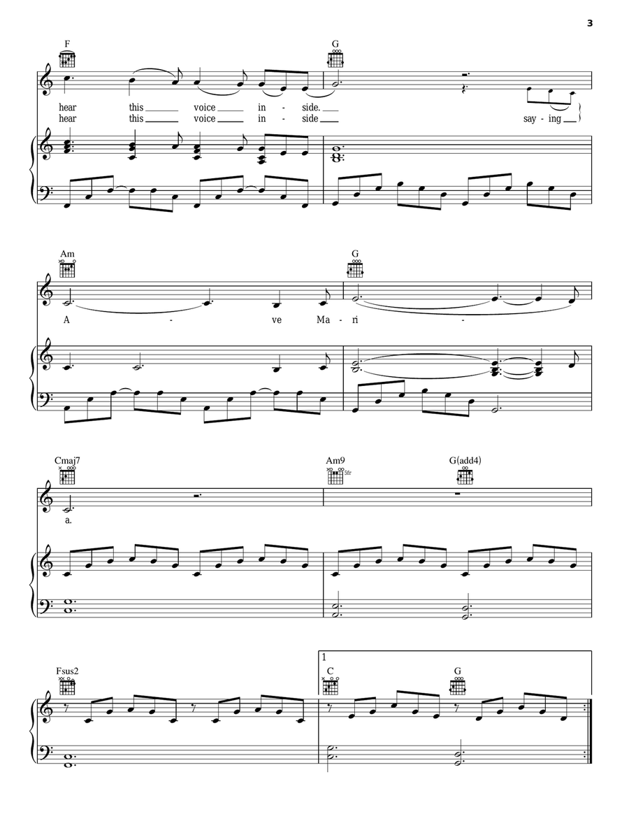 Ave Maria Piano, Vocal, Guitar scores gallery preview page 3