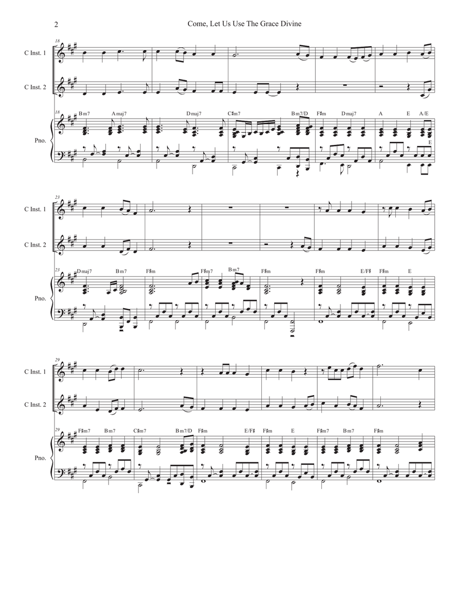 Come, Let Us Use The Grace Divine (Duet for C-Instruments) Piano scores gallery preview page 3