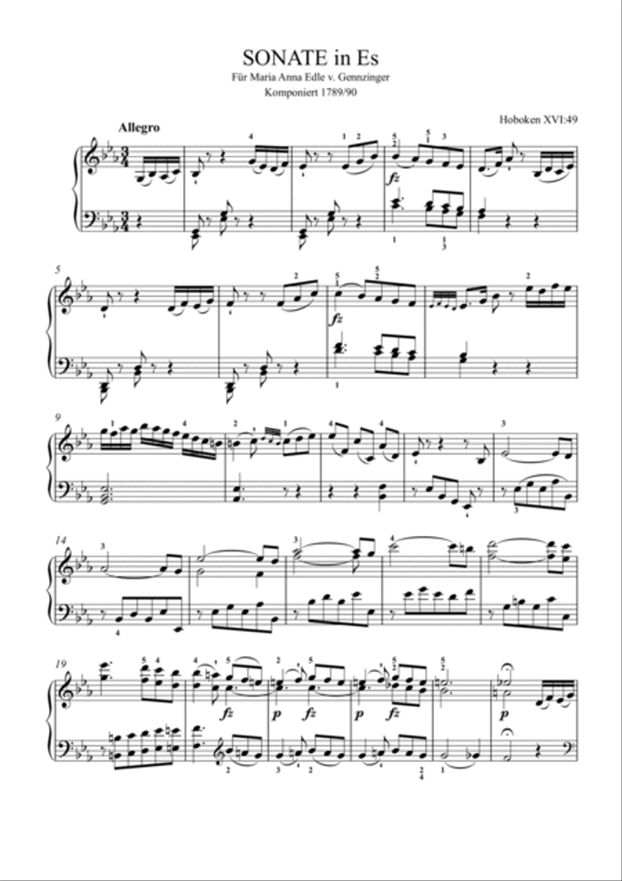 Haydn-Piano Sonata in E♭ major,Hob.XVI.49(Piano solo) Small Ensemble scores gallery preview page 2