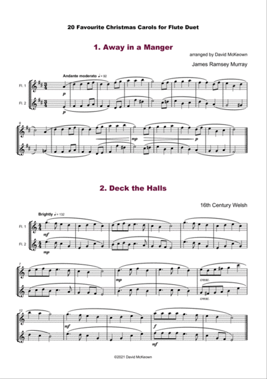 20 Favourite Christmas Carols for Flute Duet Flute Duet scores gallery preview page 3