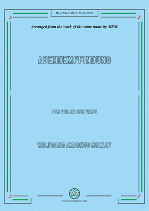 Book cover for Mozart-Abendempfindung,for Violin and Piano