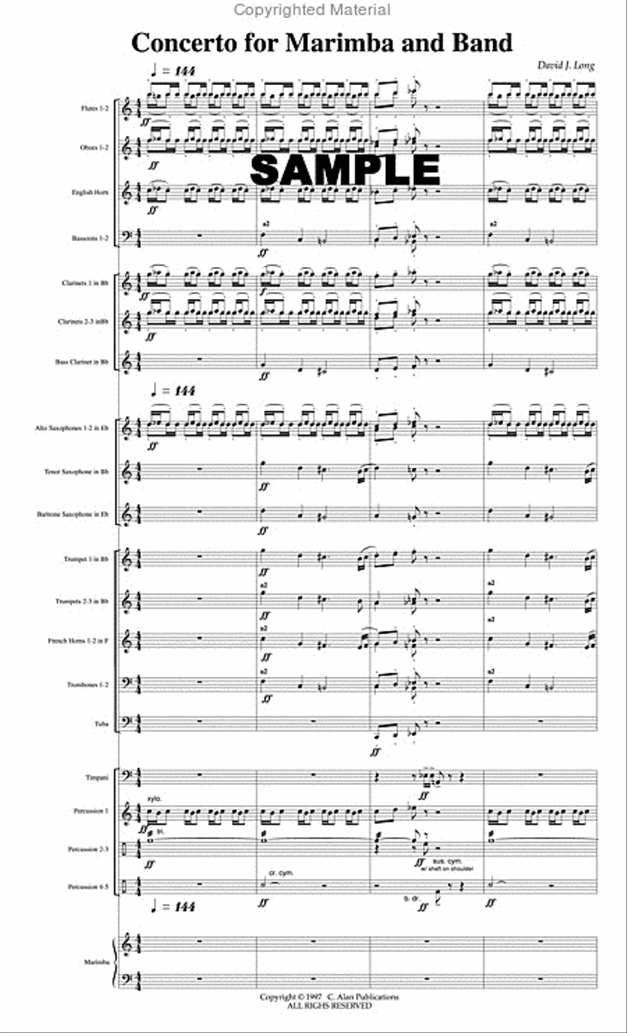 Concerto for Marimba & Wind Ensemble Concert Band scores gallery preview page 2
