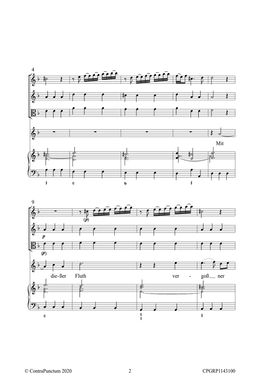 Graupner Christoph Cantata Mit dießer Fluth vergoßner Thränen GWV 1143/11 String Orchestra scores gallery preview page 6