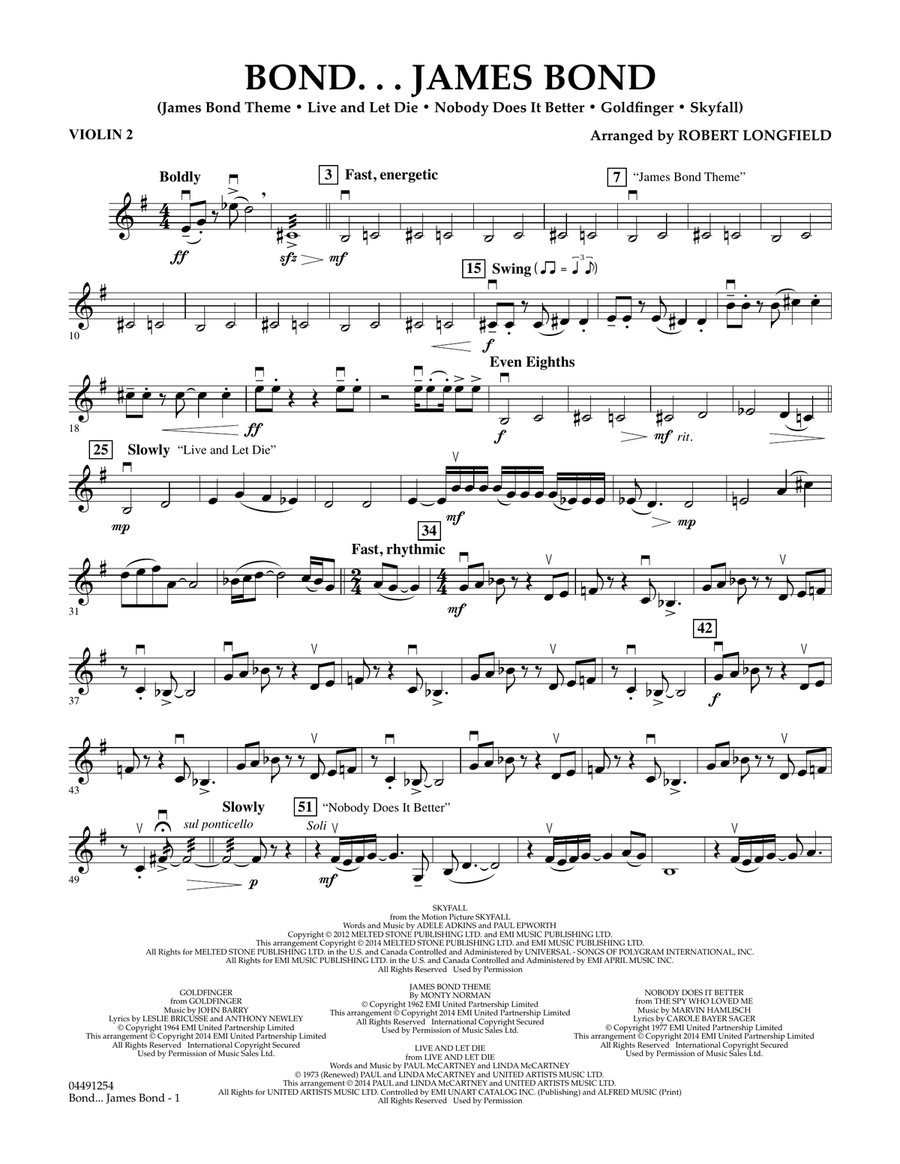 Bond...James Bond - Violin 2 Orchestra scores gallery preview page 1