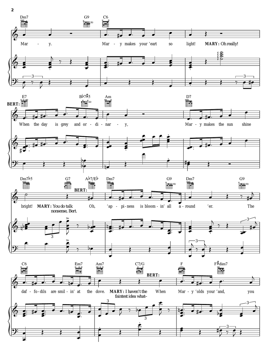 Jolly Holiday Piano, Vocal, Guitar scores gallery preview page 2