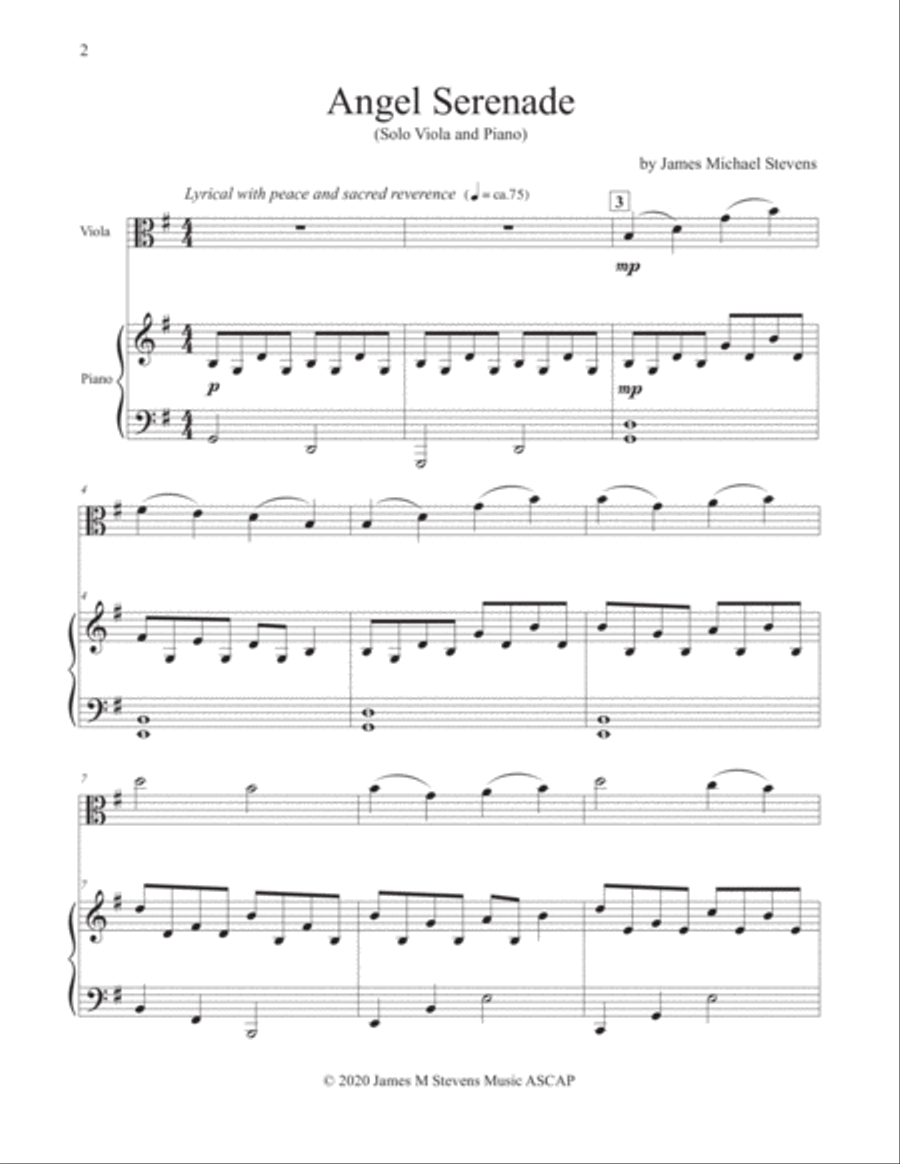 Angel Serenade - Viola & Piano Viola scores gallery preview page 2