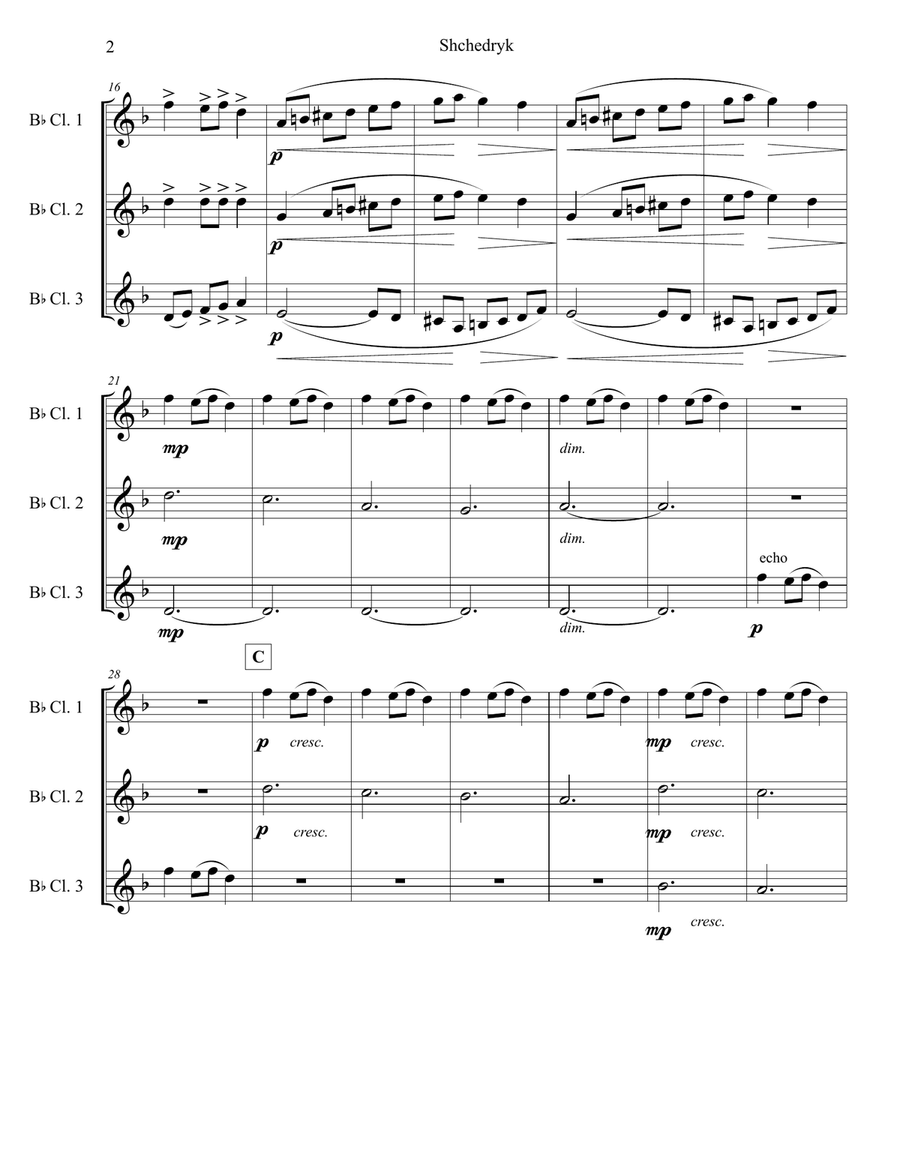 Shchedryk Shchedryk Woodwind Trio scores gallery preview page 2