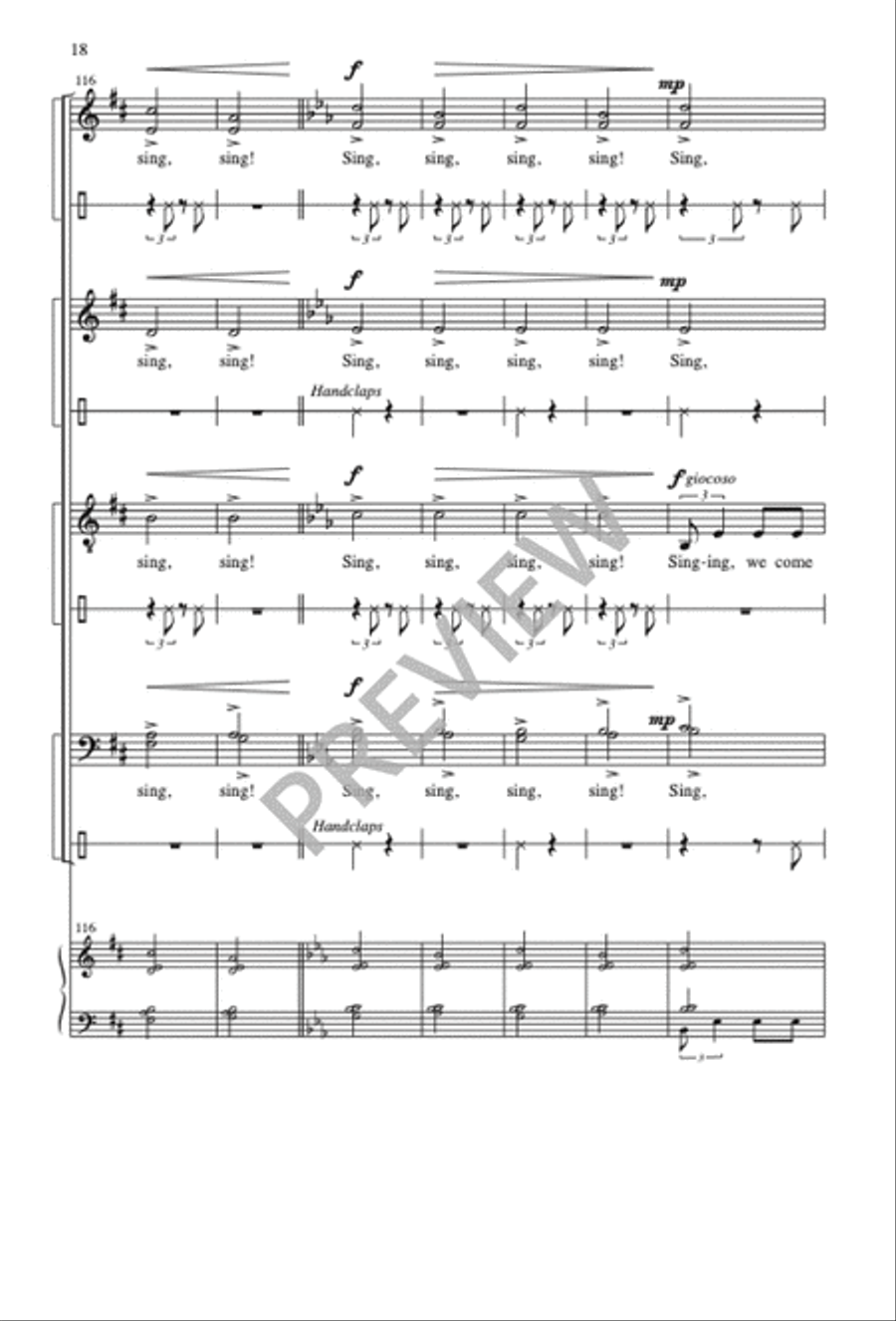 Singing, We Come Singing Divisi scores gallery preview page 18