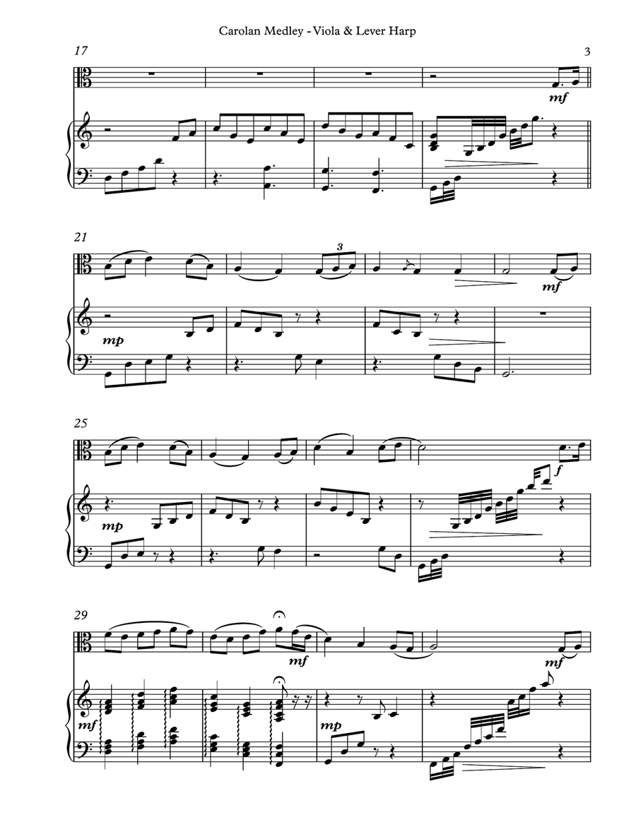 Carolan Medley, Duet for Viola & Lever Harp String Duet scores gallery preview page 3
