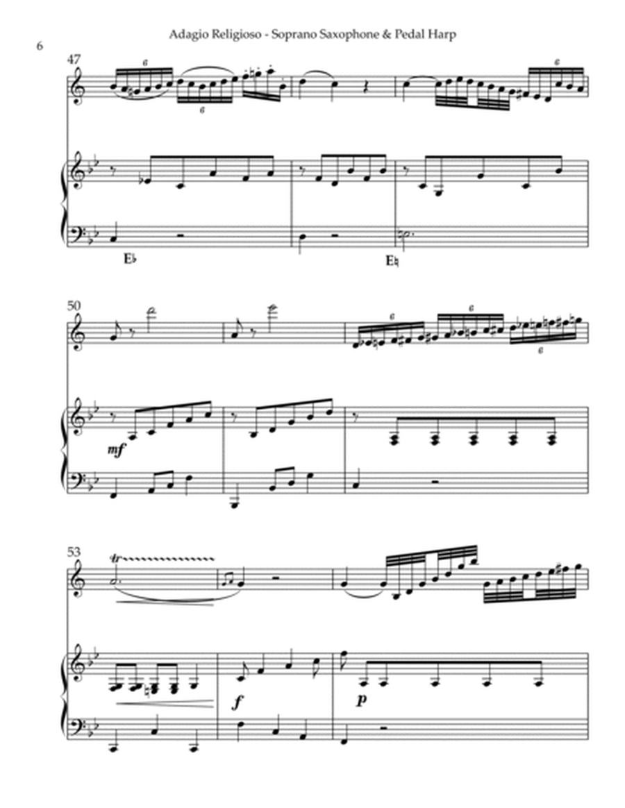 Adagio Religioso, K622, Duet for Bb Soprano Saxophone & Pedal Harp image number null