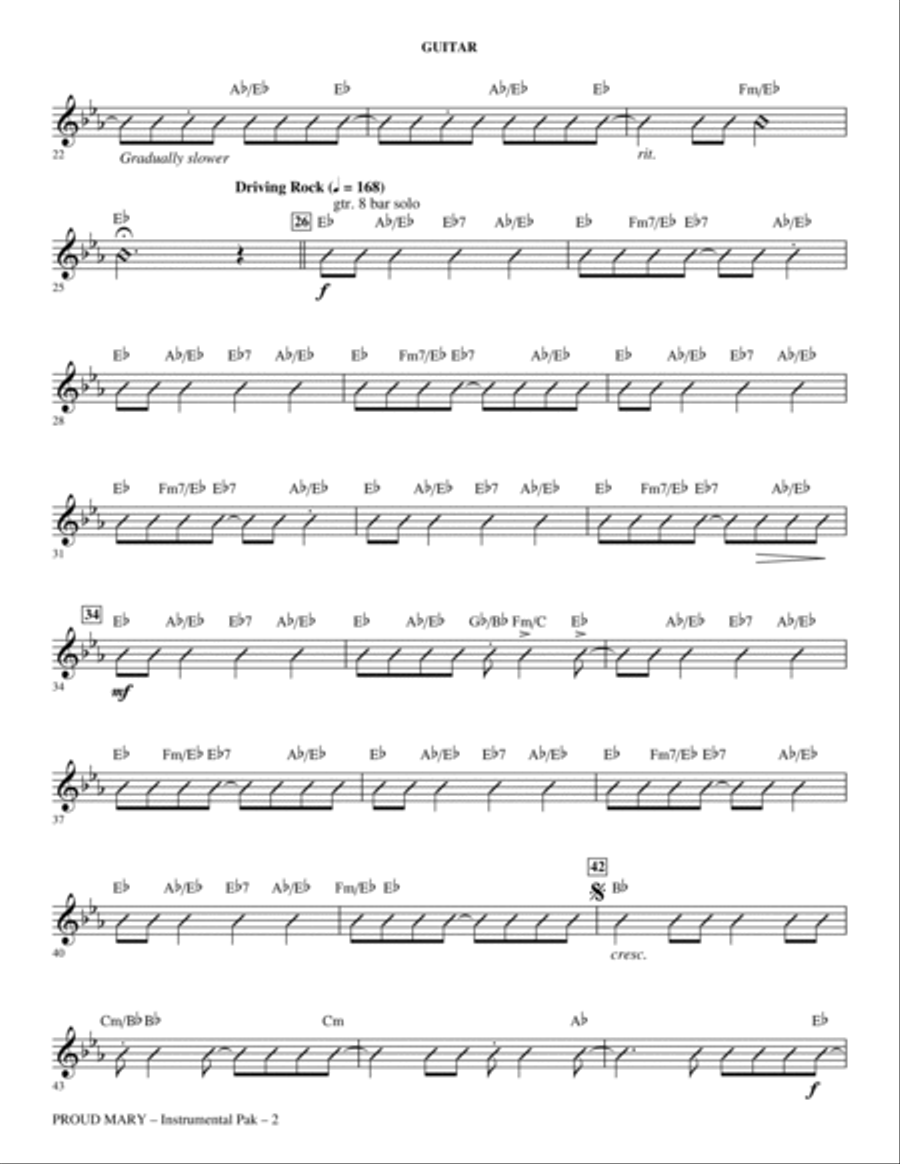 Proud Mary (arr. Kirby Shaw) - Guitar Choir scores gallery preview page 2
