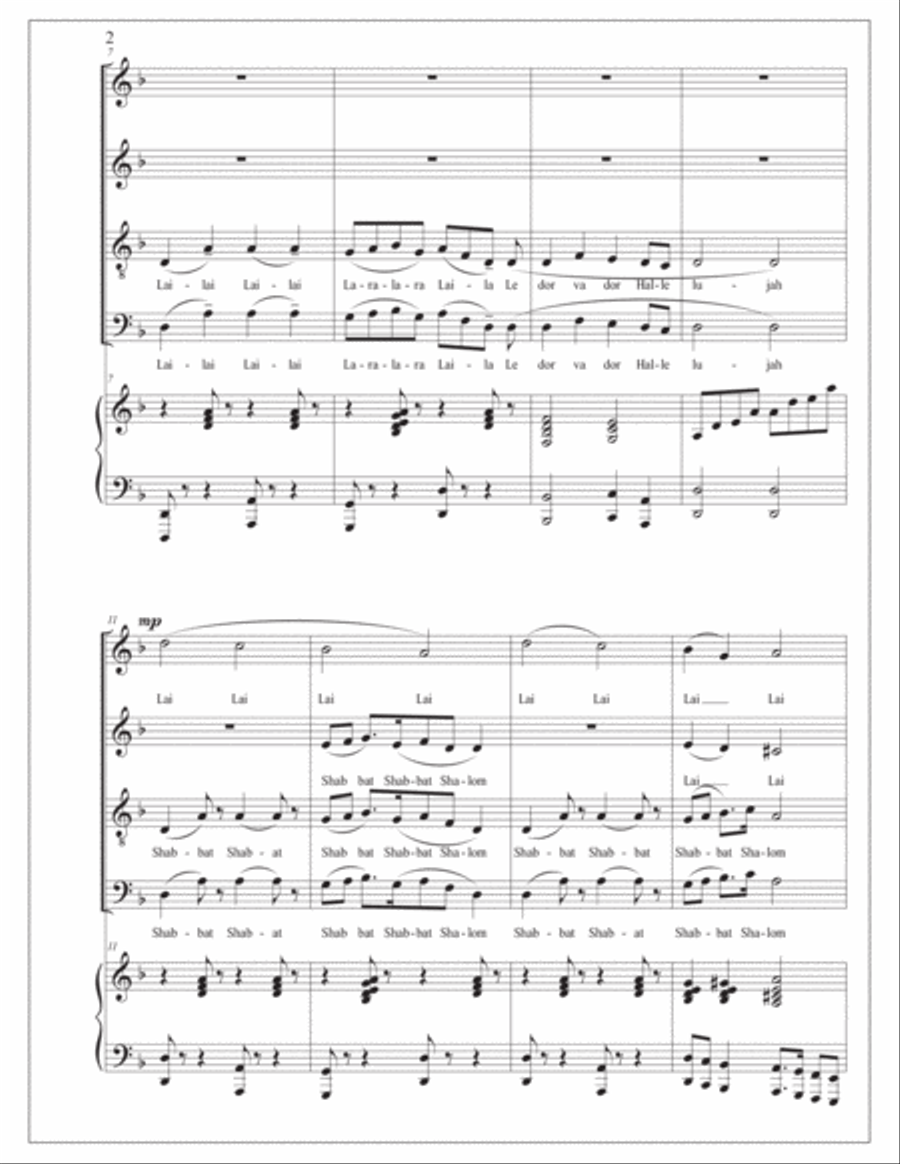 Shabbat Shalom - A Sabbath of Peace 4-Part scores gallery preview page 2