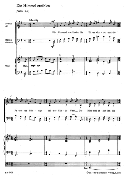 Psalmsprueche for three and four part mixed Choir and Organ