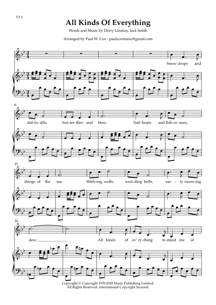 All Kinds Of Everything Voice scores gallery preview page 1