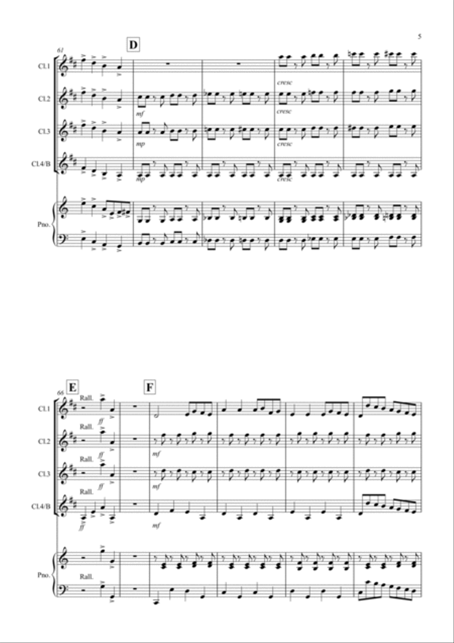 2 Classical Favourites for Clarinet Quartet (volume two) Clarinet Quartet scores gallery preview page 5