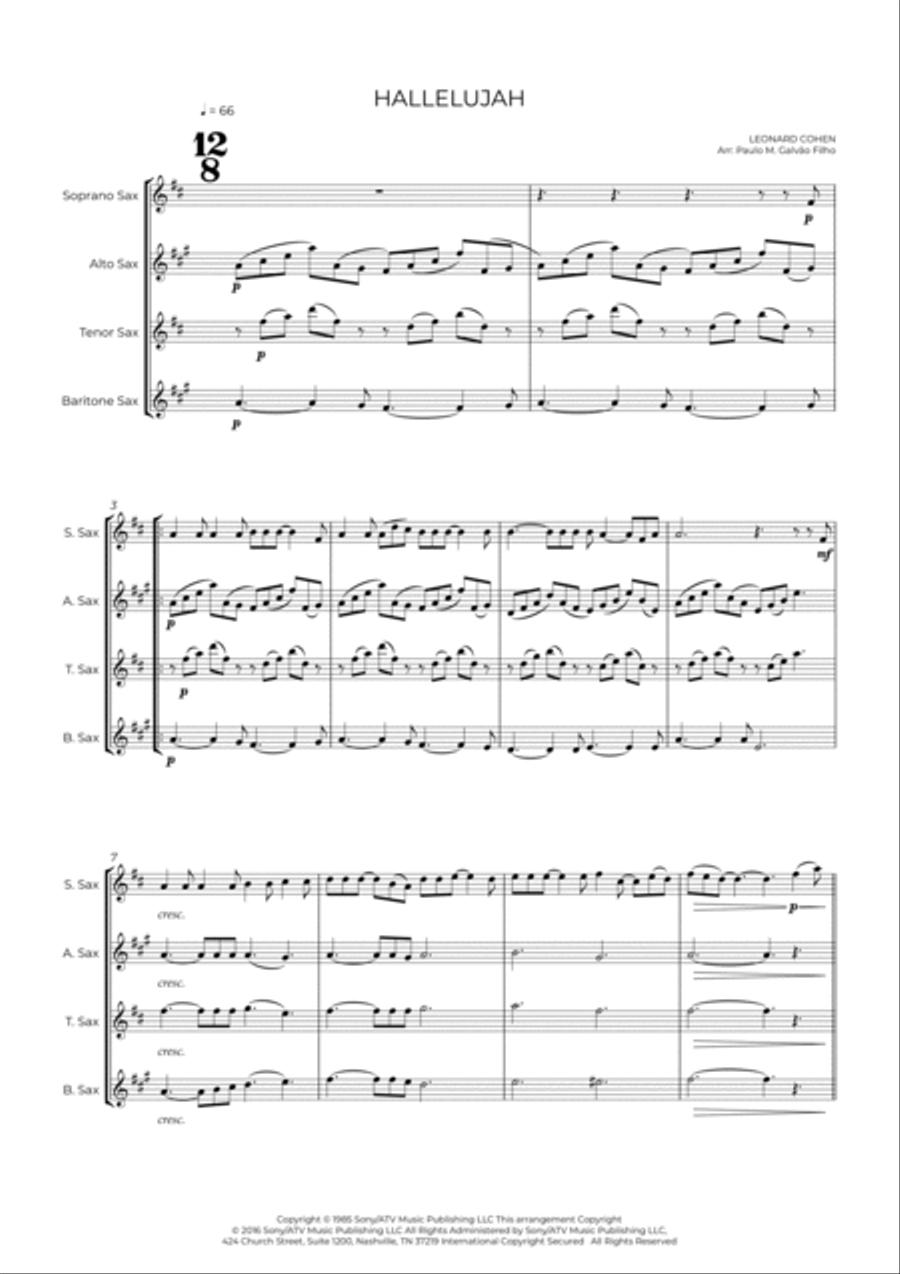 Hallelujah Woodwind Quartet scores gallery preview page 2