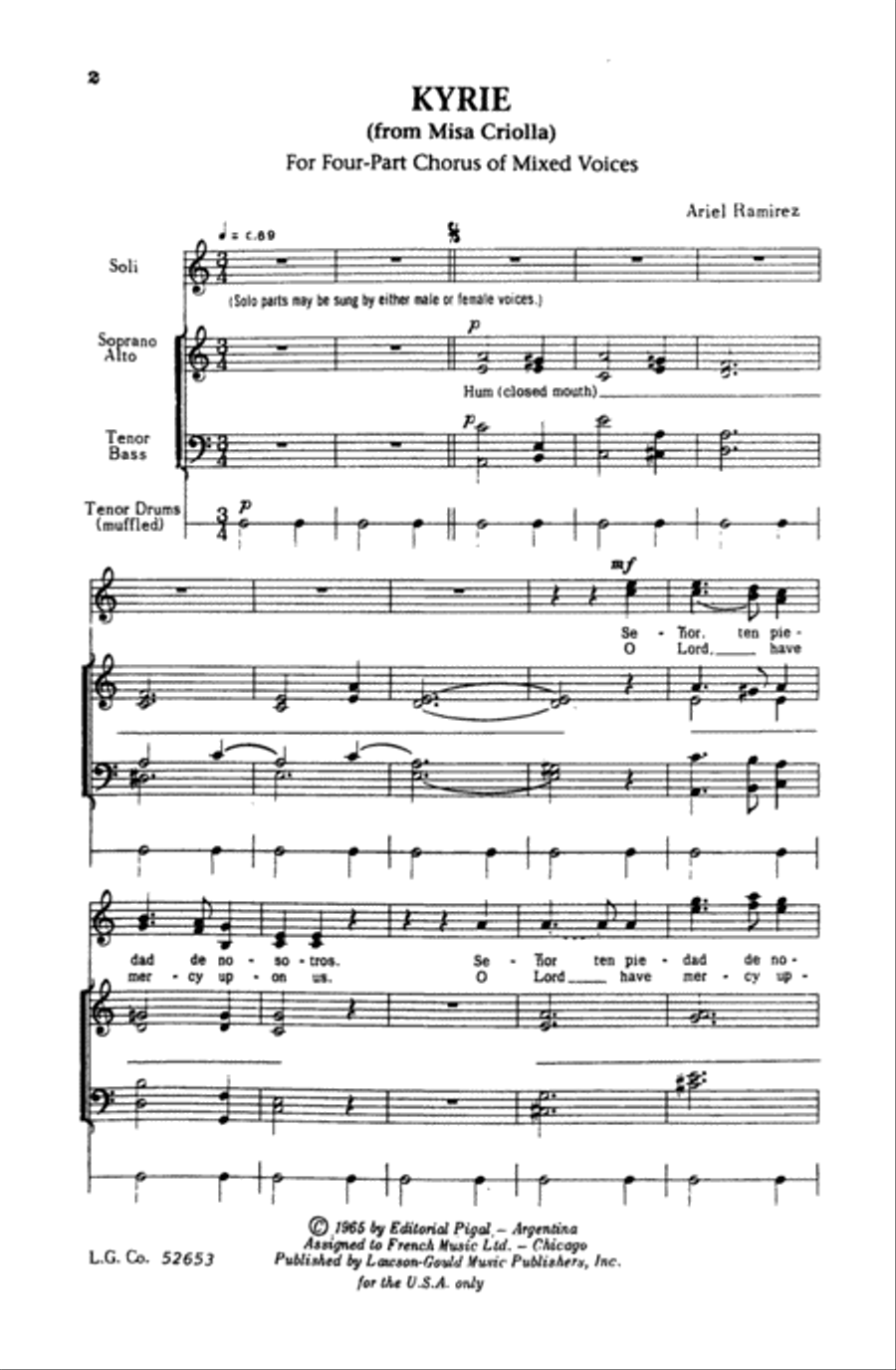 Kyrie (from Misa Criolla) Choir scores gallery preview page 1