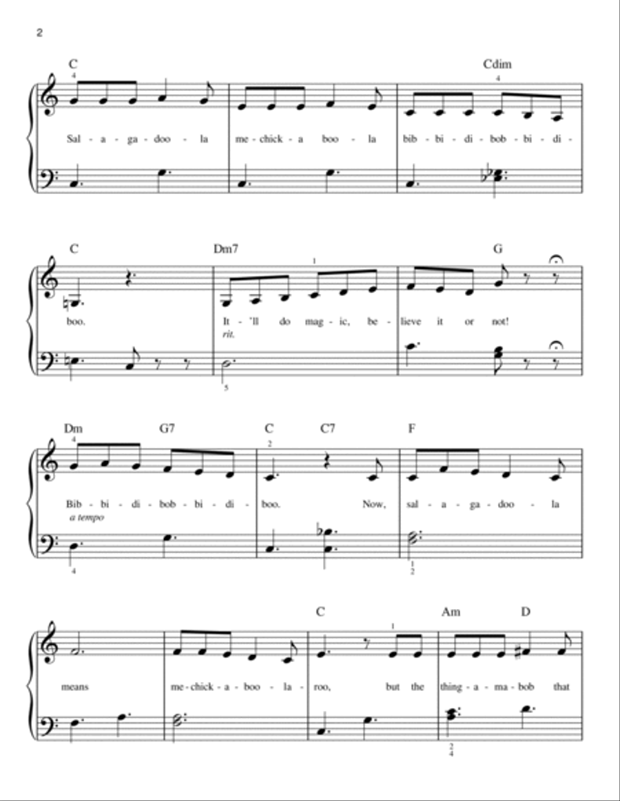 Bibbidi-Bobbidi-Boo (The Magic Song) (from the motion picture Cinderella) Easy Piano scores gallery preview page 2