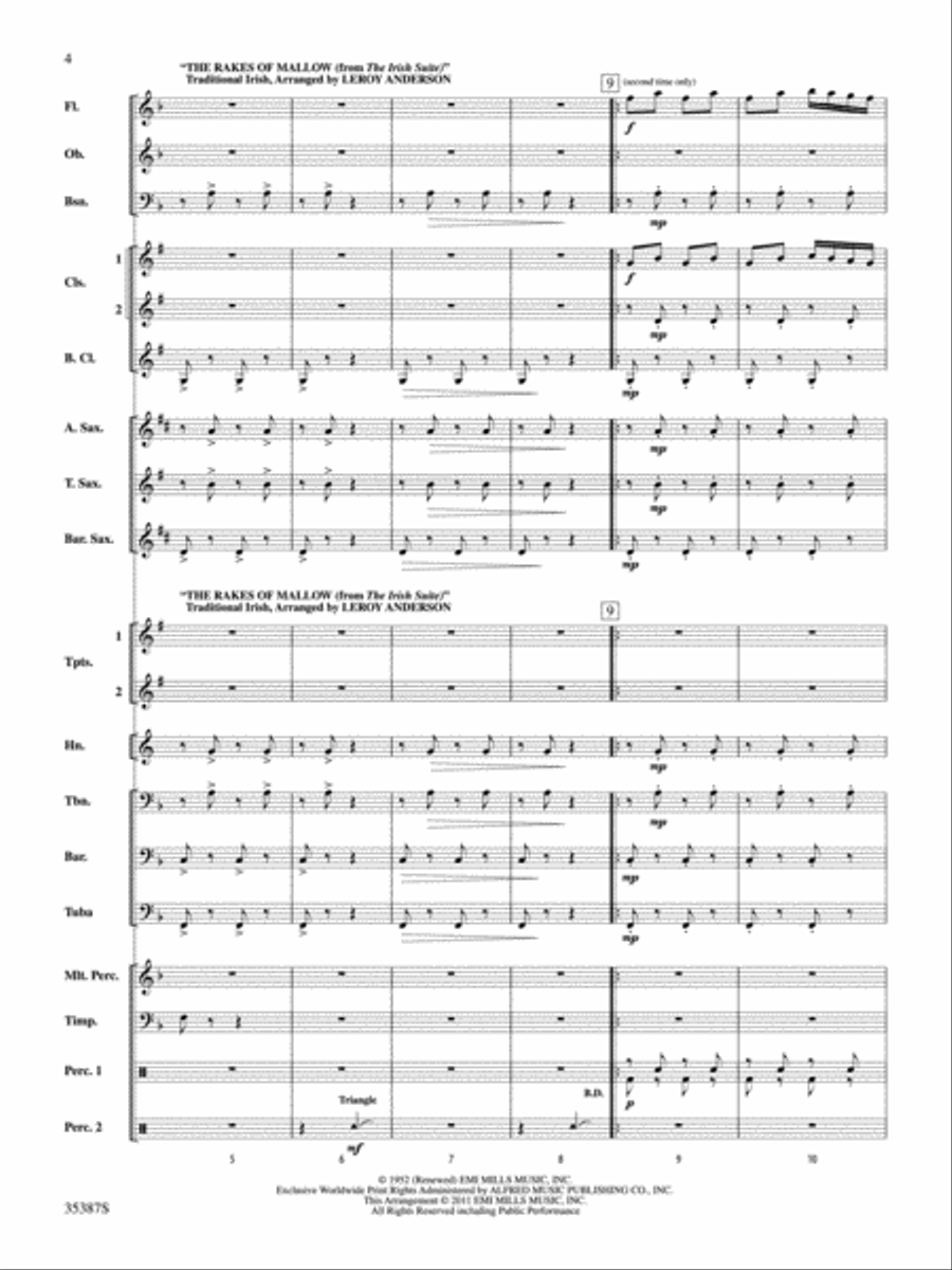 Selections from Leroy Anderson's Irish Suite Concert Band scores gallery preview page 3
