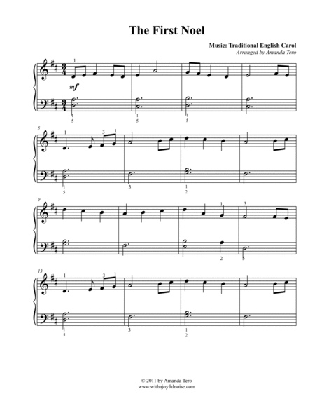 The First Noel – Late Beginner/Elementary Christmas Piano Sheet Music Solo image number null