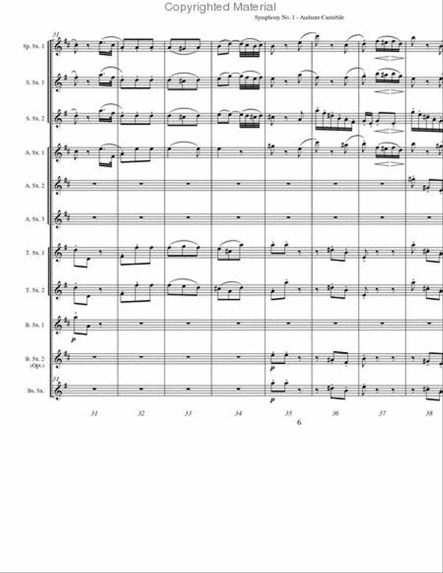 Sym. No. 1, Andante Cantabile Saxophone Ensemble scores gallery preview page 5