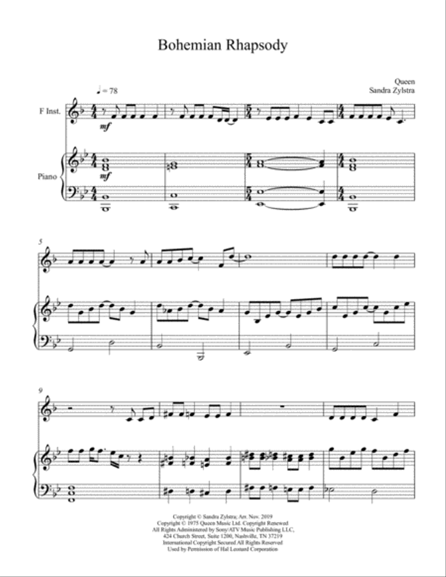 Bohemian Rhapsody Horn scores gallery preview page 2