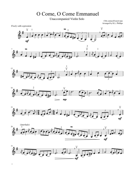 Five Christmas Solos - Unaccompanied Violin Solo (Volume I) image number null