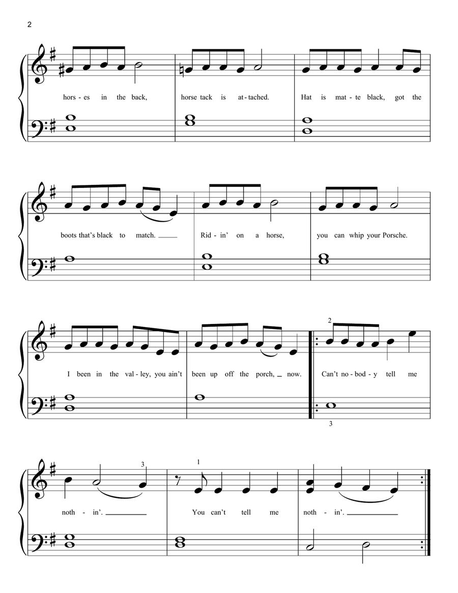 Old Town Road (Remix) Easy Piano scores gallery preview page 2