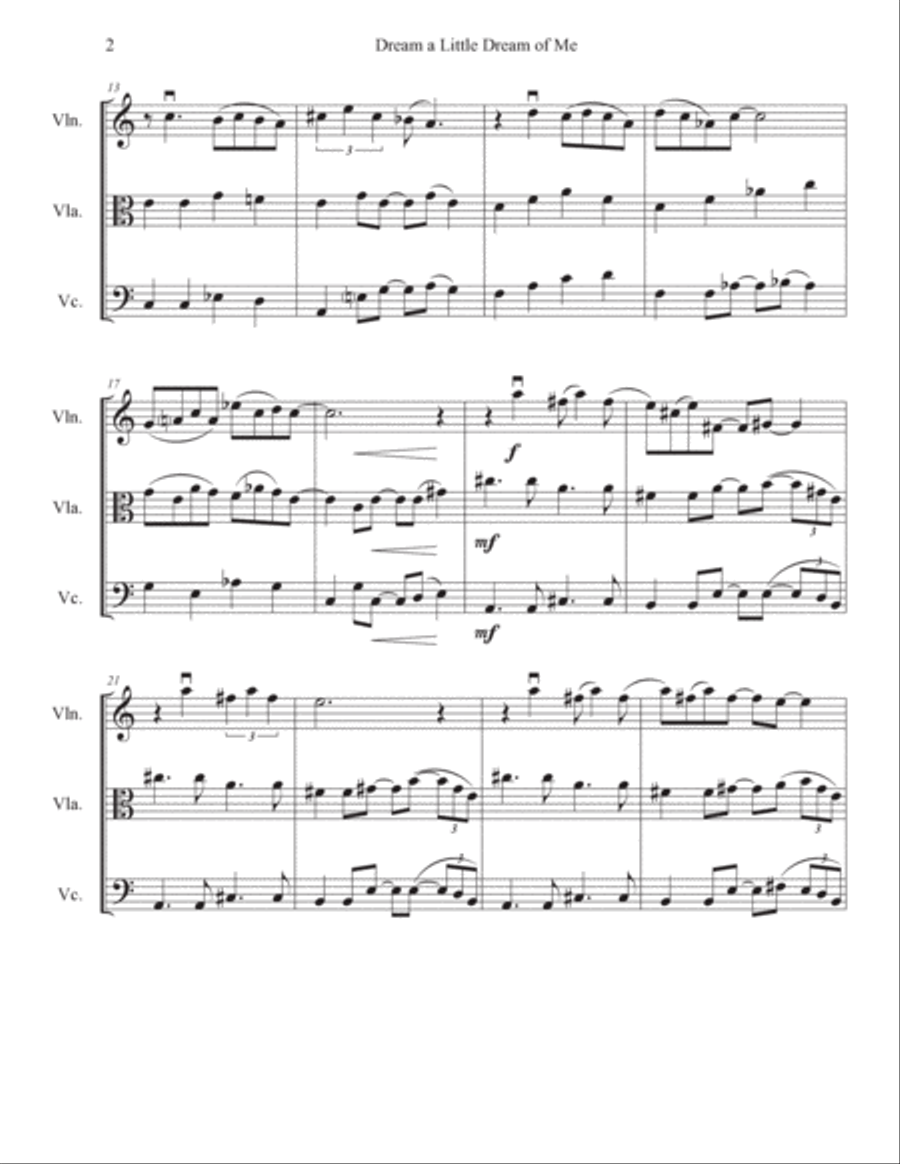 Dream A Little Dream Of Me String Trio scores gallery preview page 2
