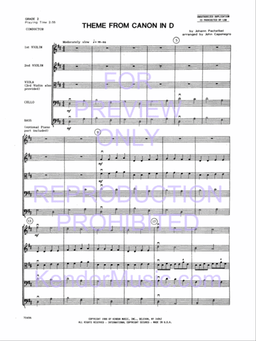 Theme From Canon In D String Orchestra scores gallery preview page 3