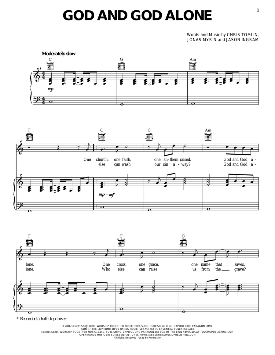 God and God Alone Piano, Vocal, Guitar scores gallery preview page 1