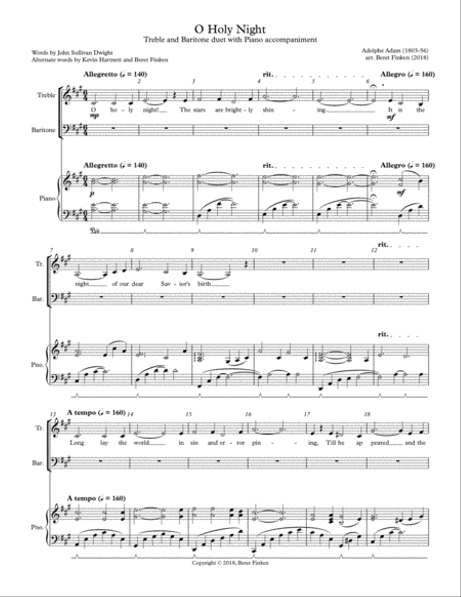 O Holy Night (Vocal Duet, Piano) Piano scores gallery preview page 1