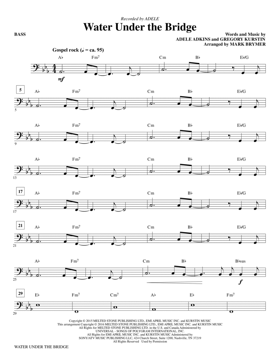 Water Under the Bridge - Bass Choir scores gallery preview page 1