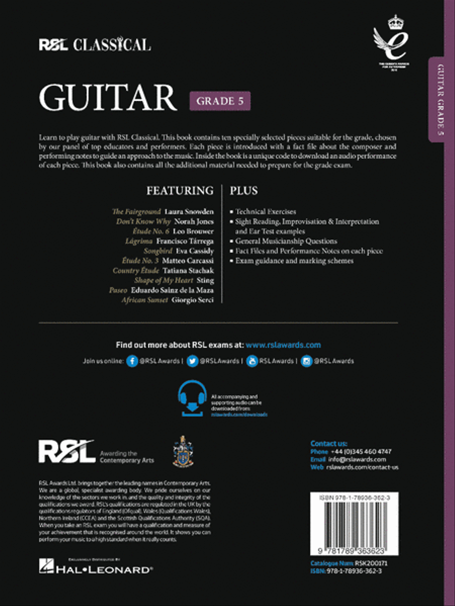 RSL Classical Guitar Grade 5 (2022) Acoustic Guitar scores gallery preview page 2