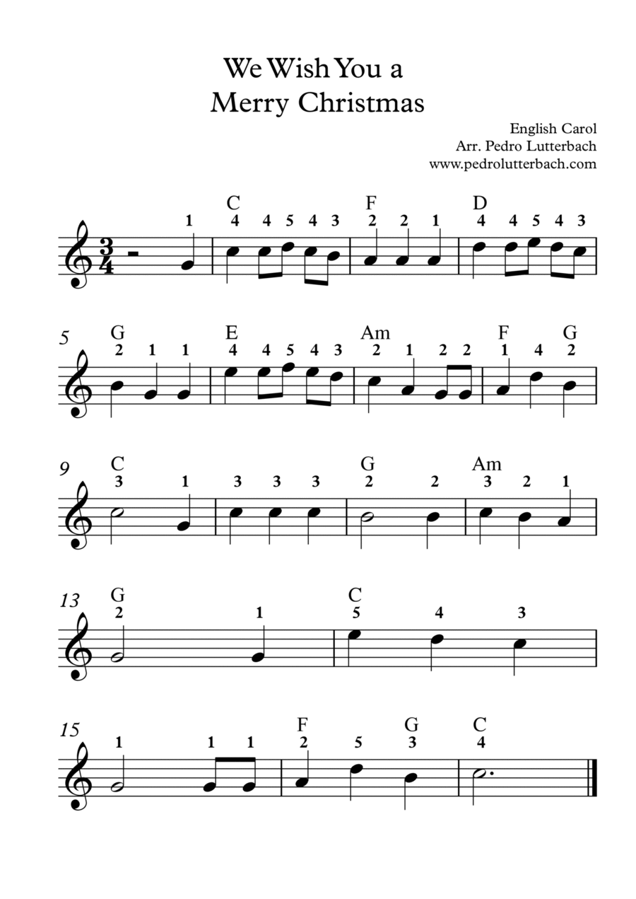 We Wish You a Marry Christmas Easy Piano scores gallery preview page 1