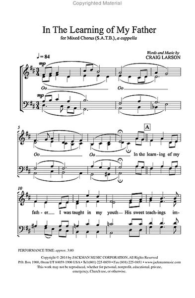 In the Learning of My Father - SATB, a cappella image number null
