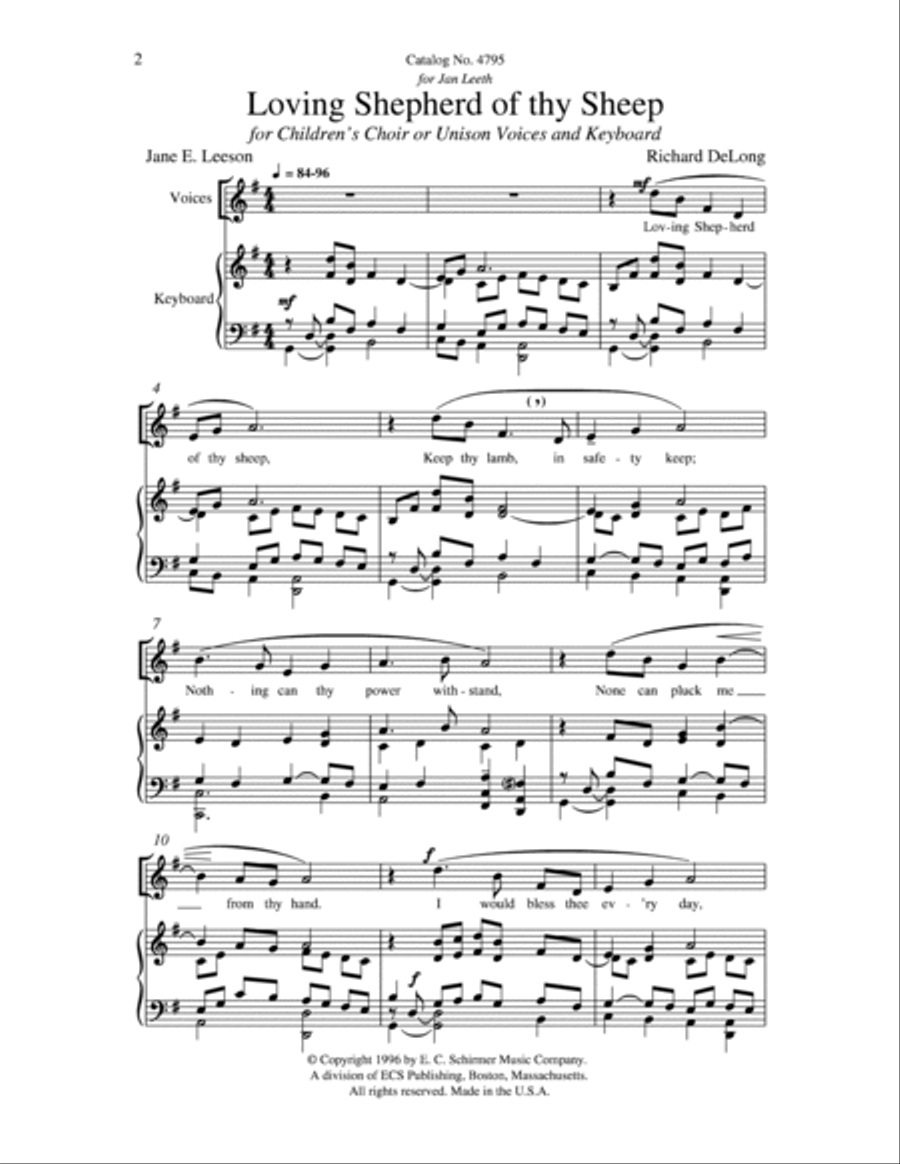 Loving Shepherd of Thy Sheep Unison Choir scores gallery preview page 2
