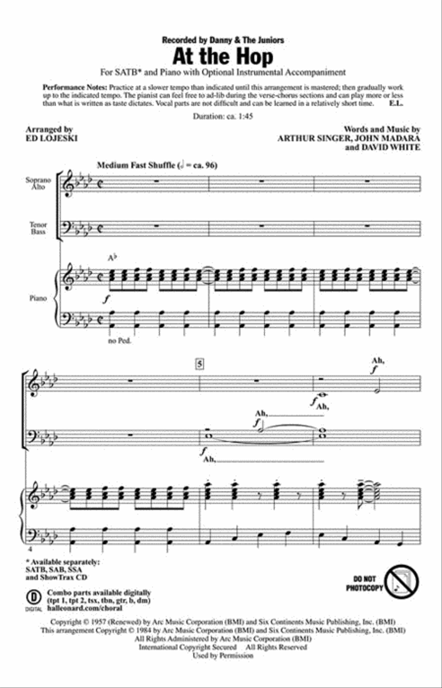 At the Hop 4-Part scores gallery preview page 2