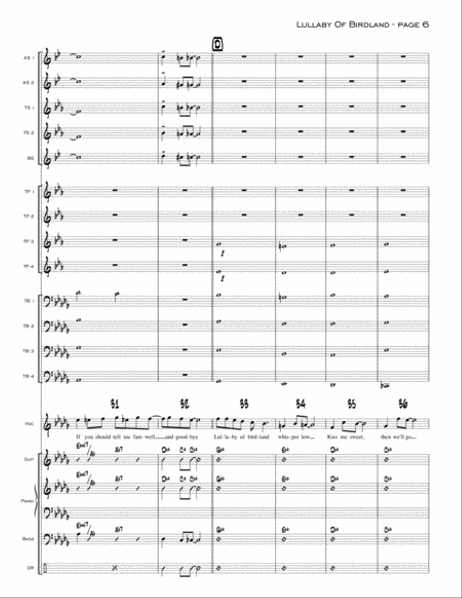 Lullaby Of Birdland Jazz Ensemble scores gallery preview page 6
