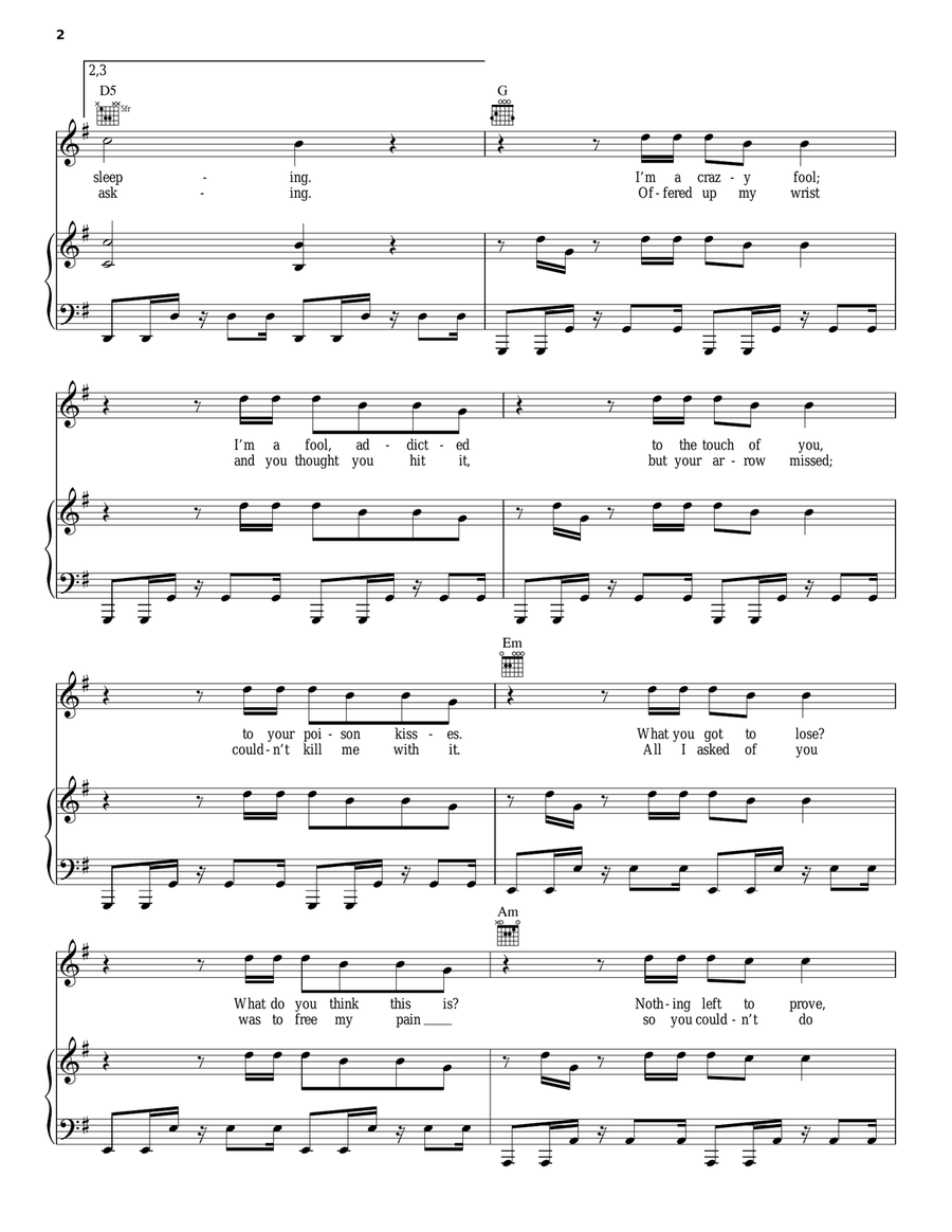 Overrated Piano, Vocal, Guitar scores gallery preview page 2