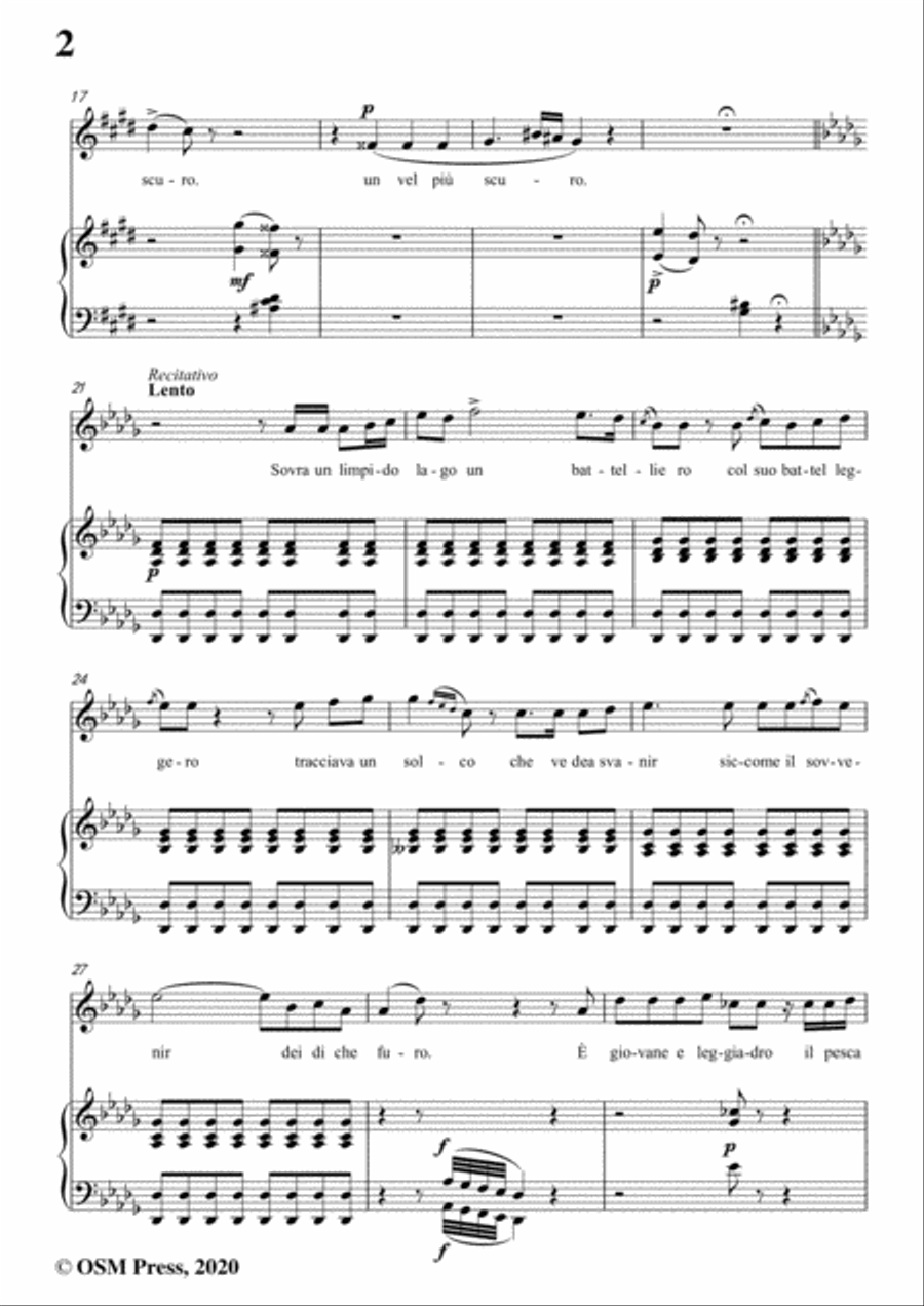 Donizetti-Il pescatore,in c sharp minor,for Voice and Piano Voice Solo scores gallery preview page 4