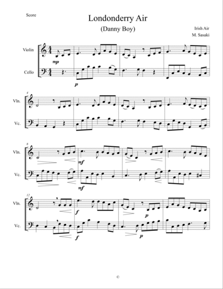 Londonderry Air (Danny Boy) Londonderry Air (Danny Boy) String Duet scores gallery preview page 2