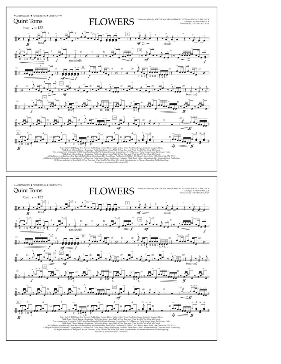 Flowers (arr. Tom Wallace) - Quint-Toms Marching Band scores gallery preview page 1