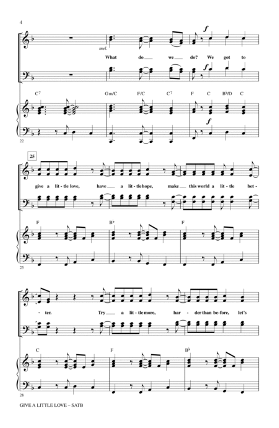 Give A Little Love (arr. Alan Billingsley) 4-Part scores gallery preview page 3
