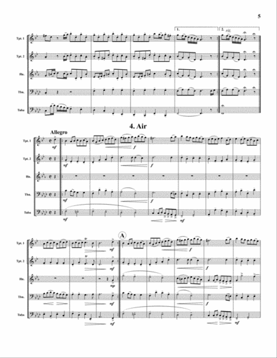 Abdelazer Suite Brass Quintet scores gallery preview page 5