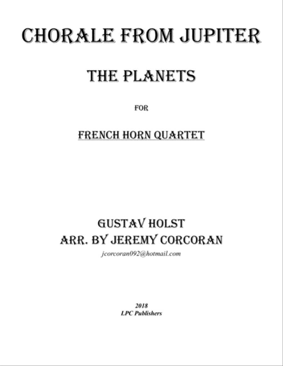 Chorale from Jupiter for French Horn Quartet French Horn Quartet scores gallery preview page 1