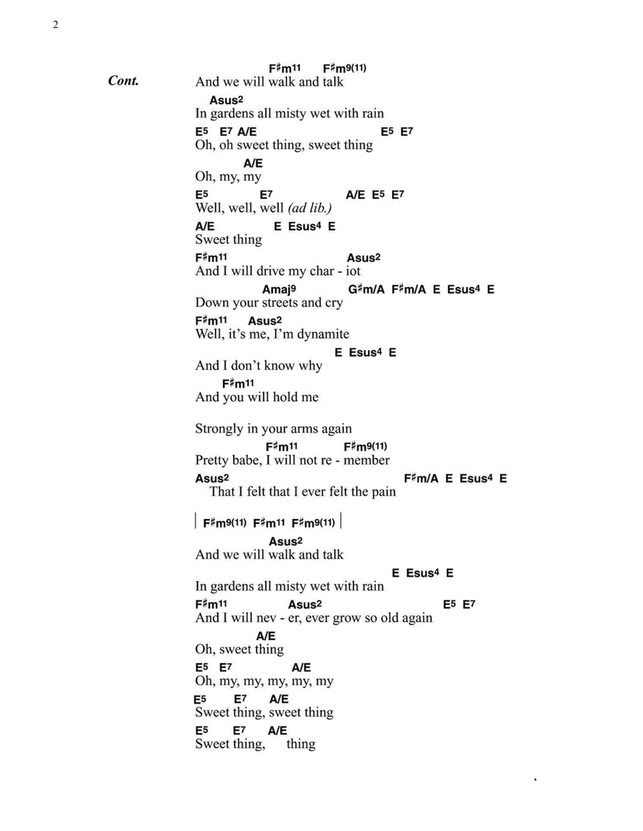 Sweet Thing Easy Guitar scores gallery preview page 2