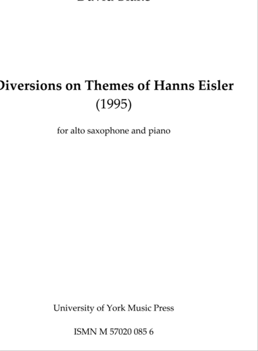 Diversions On Themes Of Hanns Eisler - Version 2 Alto Saxophone scores gallery preview page 1