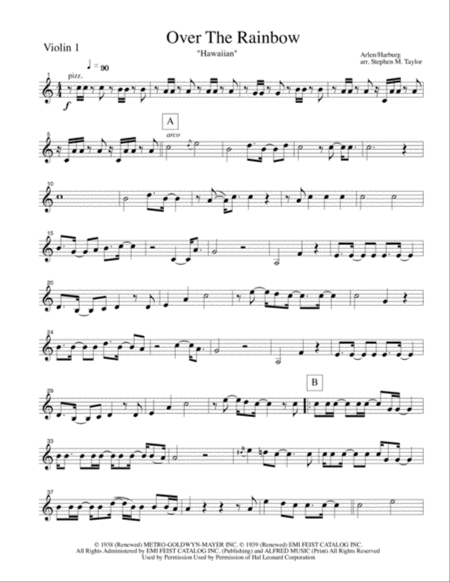 Over The Rainbow (from The Wizard Of Oz) String Quartet scores gallery preview page 3